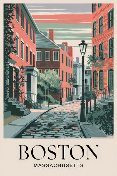 Boston, Massachusetts Vintage Travel Poster