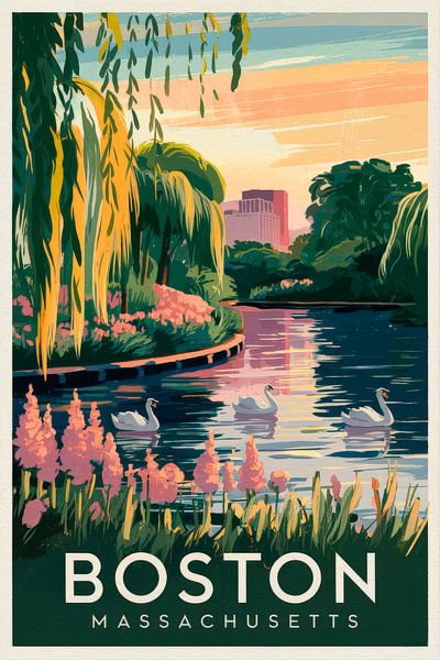 Boston, Massachusetts Vintage Travel Poster