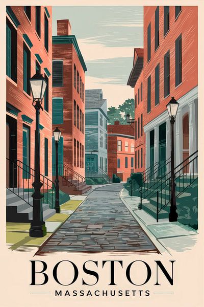 Boston, Massachusetts Vintage Travel Poster