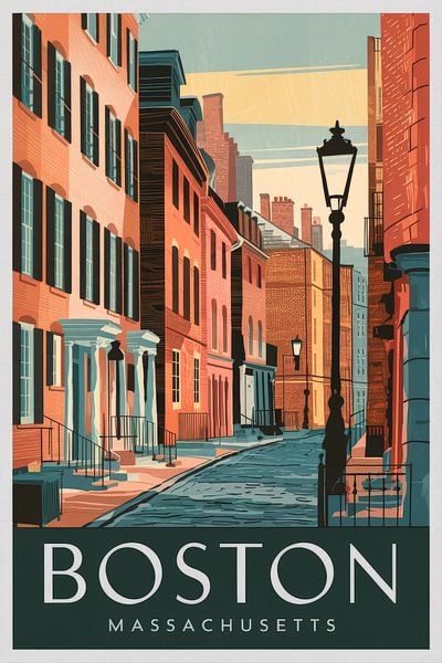 Boston, Massachusetts Vintage Travel Poster