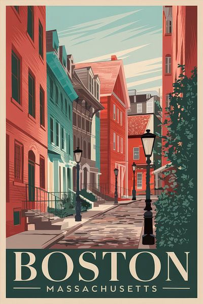 Boston, Massachusetts Vintage Travel Poster