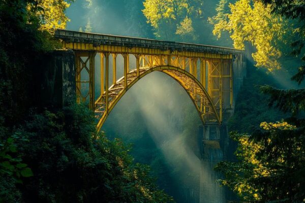 Brücke im Nebel – Naturschönheit