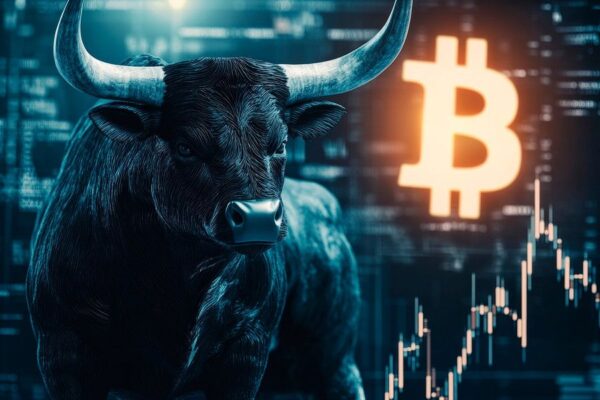 Bull und Bitcoin-Chart – Finanzmarkt