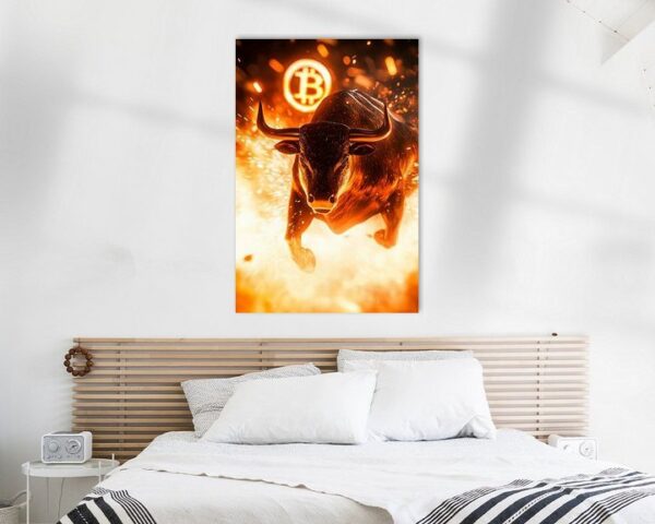 Bulle in Flammen mit Bitcoin-Symbol