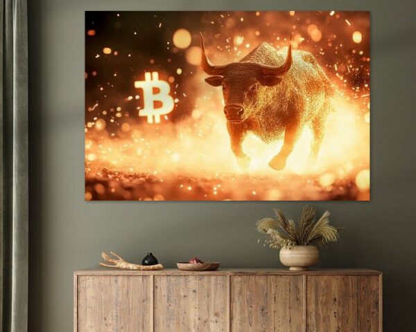 Bulle und Bitcoin in Flammen