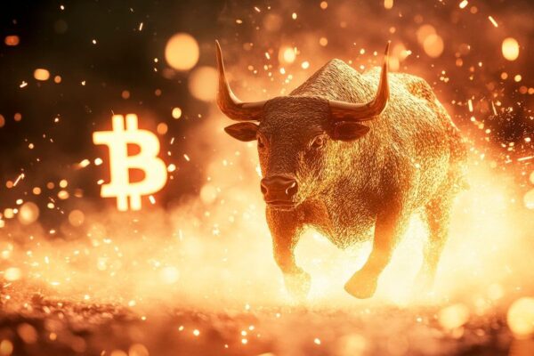 Bulle und Bitcoin in Flammen