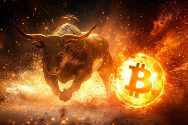 Bulle und Bitcoin in Flammen – Dynamisch