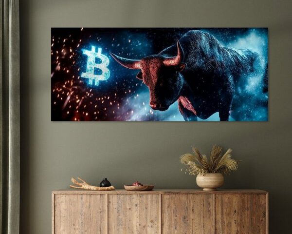 Bullenmarkt mit Bitcoin-Symbol – Digital