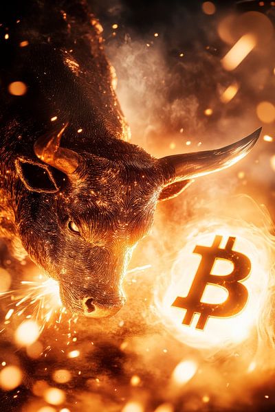 Bullenmarkt mit Bitcoin-Symbol