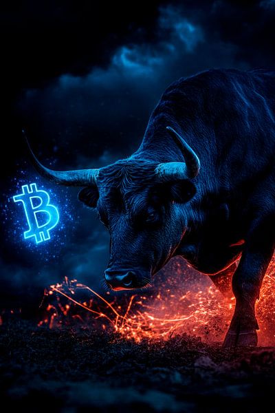 Bullenmotivation mit Bitcoin-Logo