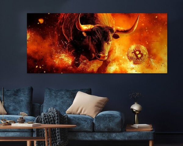 Bullensymbolik und Bitcoin – Feuermotiv