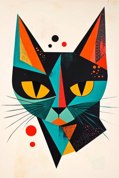 Bunte Augen der Mystik – KatzeGeometrische Eleganz – Katze