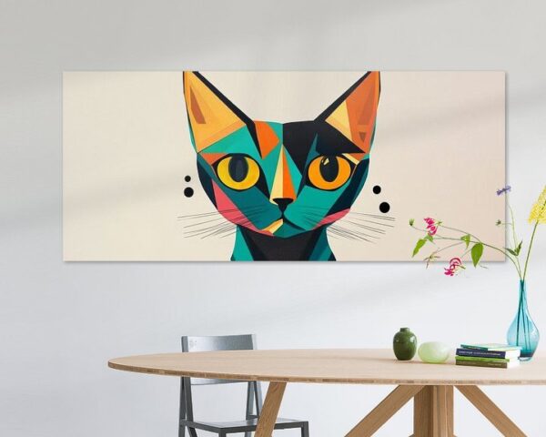 Bunte Augen des Glücks – Katze Geometrische Eleganz – Kat