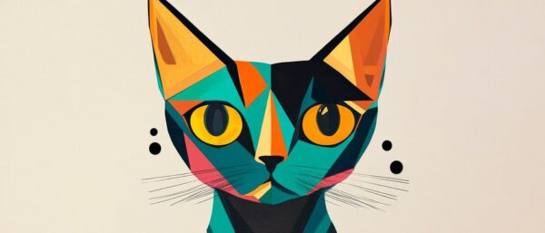 Bunte Augen des Glücks – Katze Geometrische Eleganz – Kat