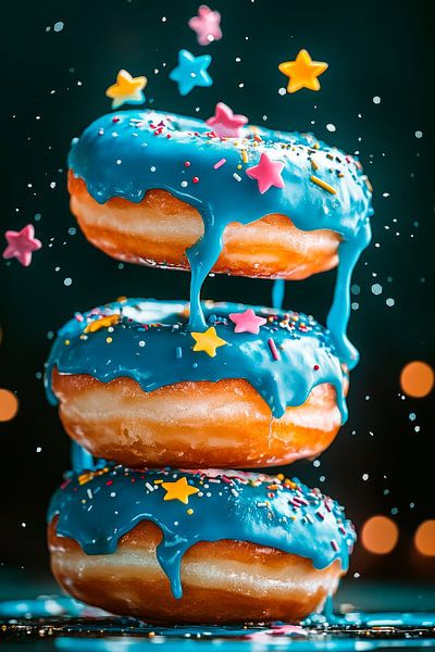 Bunte Donuts mit Sternen-Glasur