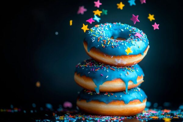 Bunte Donuts mit Sternen-Konfetti