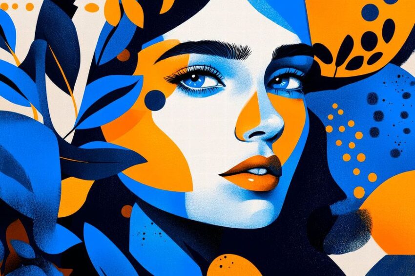 Bunte Gesichtsillustration – Lebendig und Modern