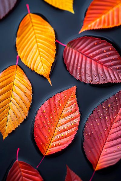 Bunte Herbstblätter auf Wasser