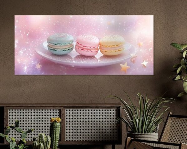 Bunte Macarons auf zartem Hintergrund