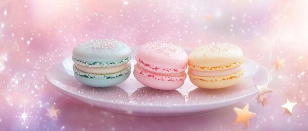 Bunte Macarons auf zartem Hintergrund