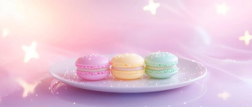 Bunte Macarons auf zartem Teller