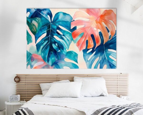 Bunte Monstera-Blätter – Aquarellkunst