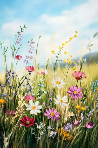 Bunte Wiesenblumen im Sonnenschein