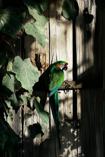 Bunter Papagei im Schatten