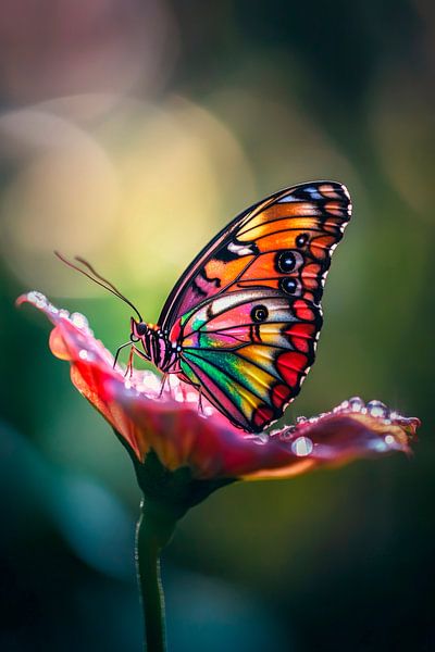 Bunter Schmetterling auf Blüte