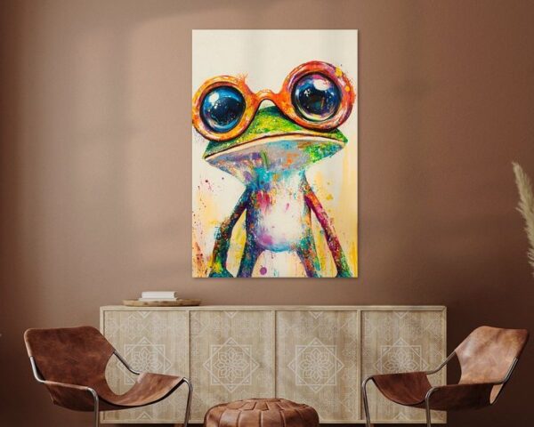 Bunter Sprung – Frosch mit Brille