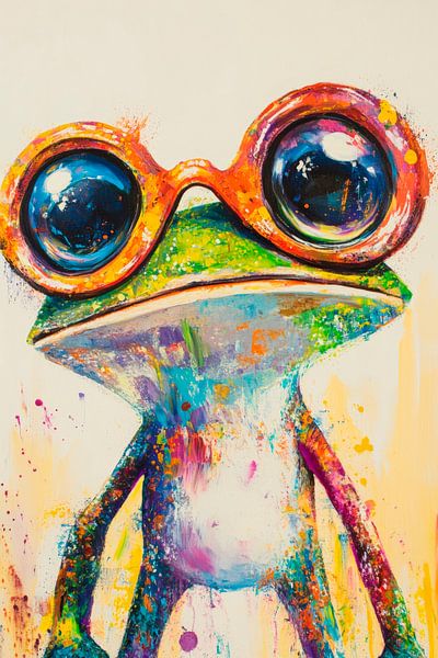 Bunter Sprung – Frosch mit Brille