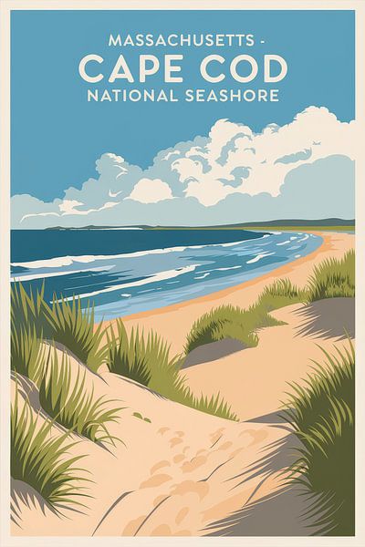 Cape Cod, Massachusetts Vintage Travel Poster