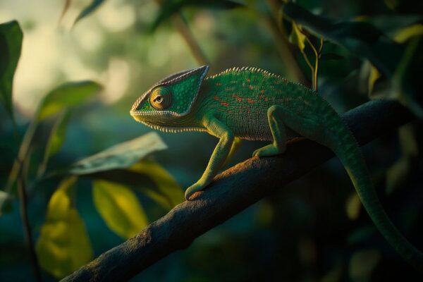 Chameleon in tropischer Umgebung