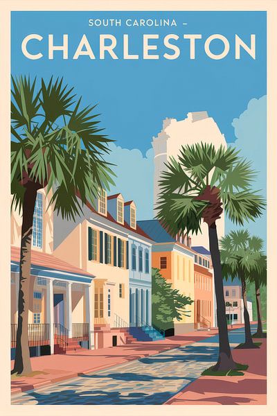 Charleston, South Carolina Vintage Travel Poster