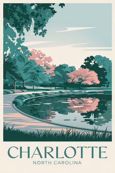 Charlotte, North Carolina Vintage Travel Poster