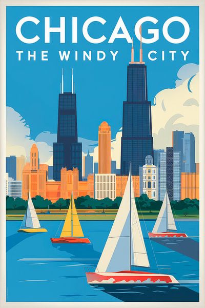 Chicago, Illinois - Vintage Travel Poster