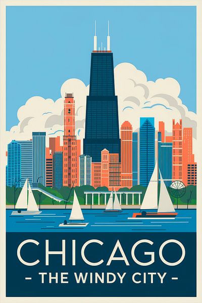 Chicago Vintage Travel Poster