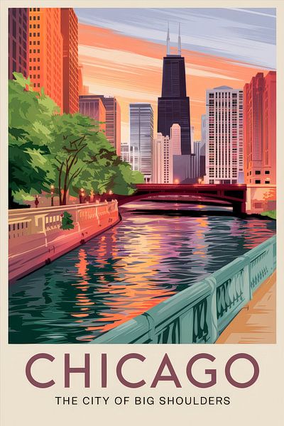 Chicago Vintage Travel Poster