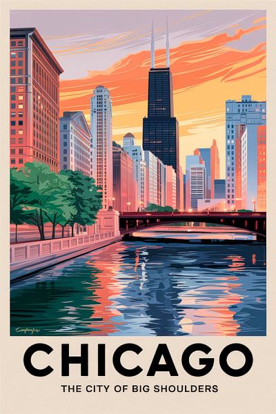 Chicago Vintage Travel Poster