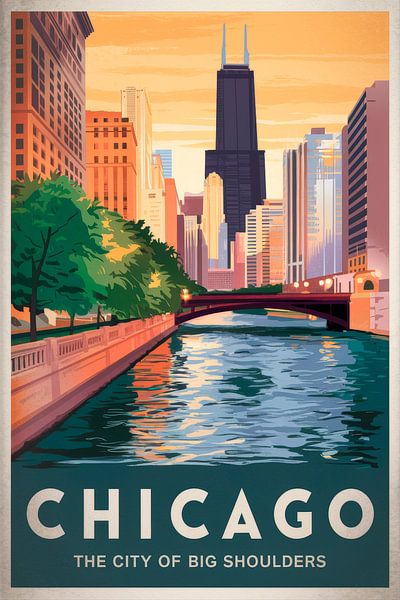 Chicago Vintage Travel Poster