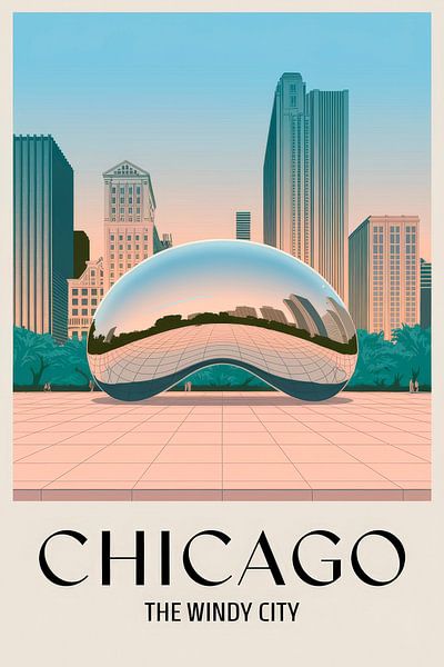 Chicago Vintage Travel Poster