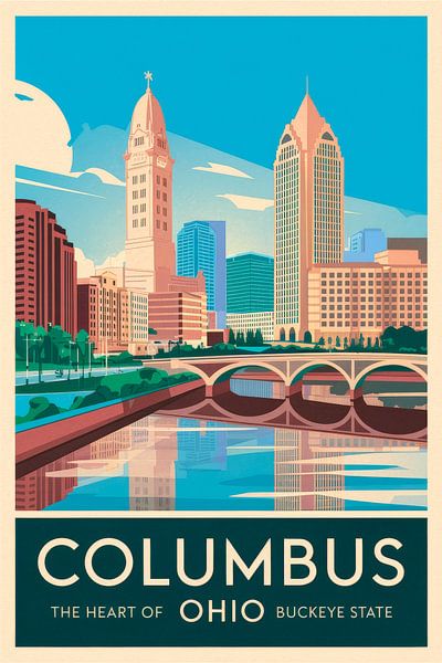 Columbus, Ohio Vintage Travel Poster