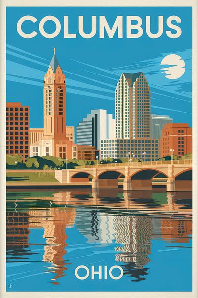 Columbus, Ohio Vintage Travel Poster