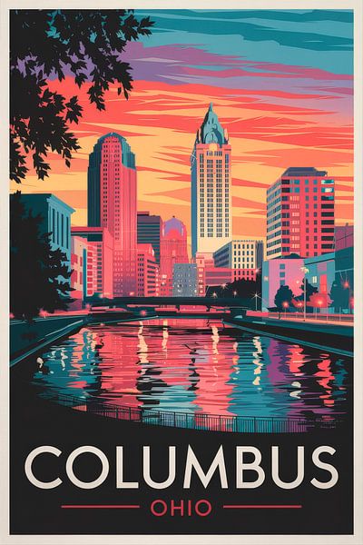 Columbus, Ohio Vintage Travel Poster