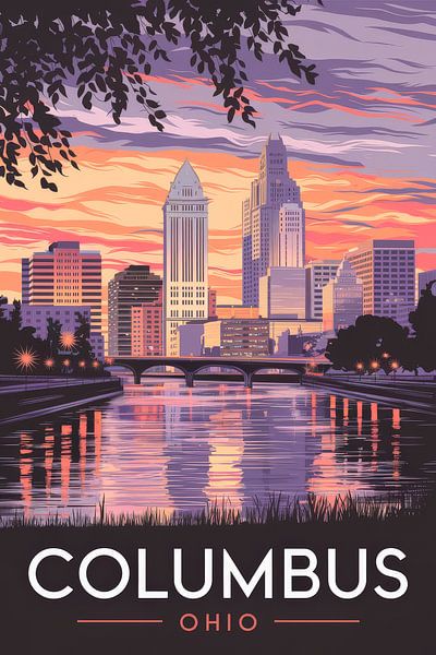 Columbus, Ohio Vintage Travel Poster