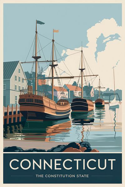 Connecticut Vintage Travel Poster