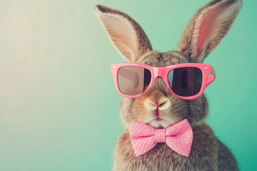 Coole Brille und Fliege: Trendiger Hase