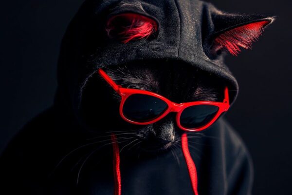 Coole Katze im Hoodie mit Sonnenbrille