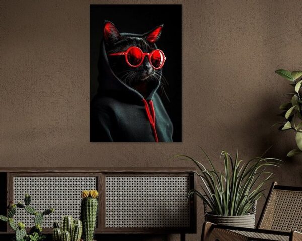 Coole schwarze Katze mit Sonnenbrille