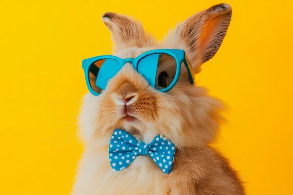 Cooler Hase mit Sonnenbrille und Fliege